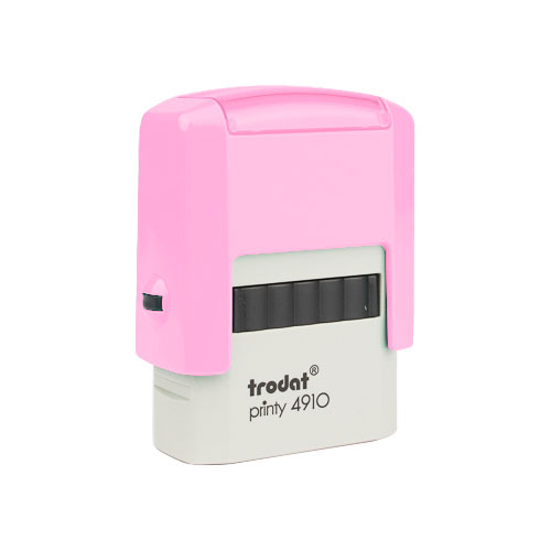 Carimbo Automatico Trodat Printy 4910 Rosa Bebe Pastel Placa Texto Retangular 10x26mm