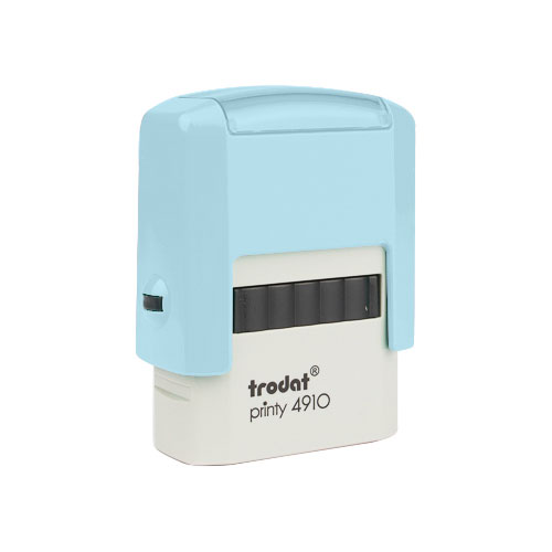 Carimbo Automatico Trodat Printy 4910 Azul Claro Pastel Placa Texto Retangular 10x26mm