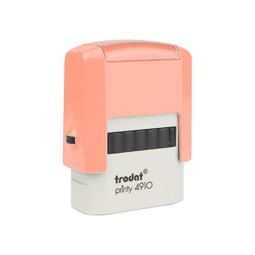 Carimbo Automatico Trodat Printy 4910 Coral Pastel Placa Texto Retangular 10x26mm