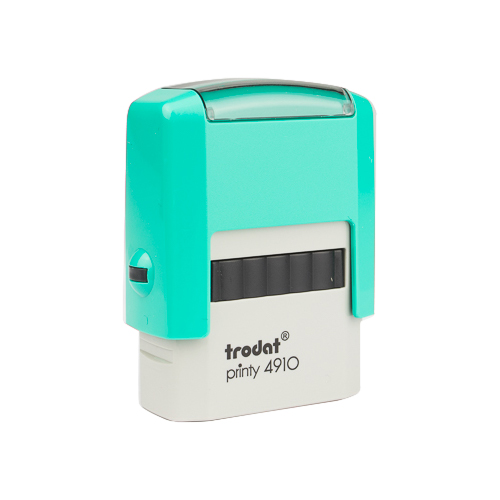 Carimbo Automatico Trodat Printy 4910 Verde Menta Placa Texto Retangular 10x26mm