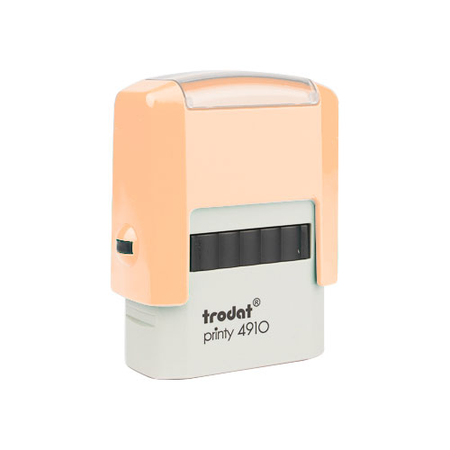 Carimbo Automatico Trodat Printy 4910 Pessego Creme Pastel Placa Texto Retangular 10x26mm