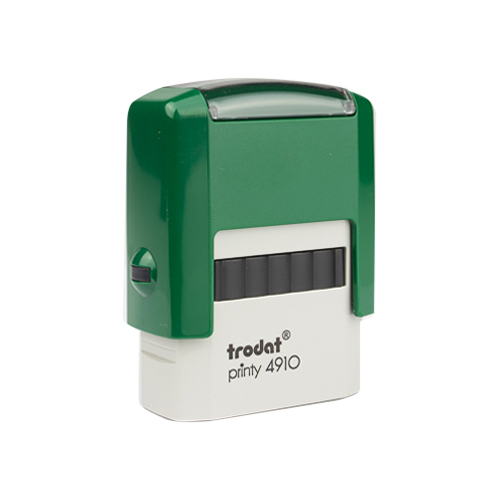 Carimbo Automatico Trodat Printy 4910 Verde Placa Texto Retangular 10x26mm