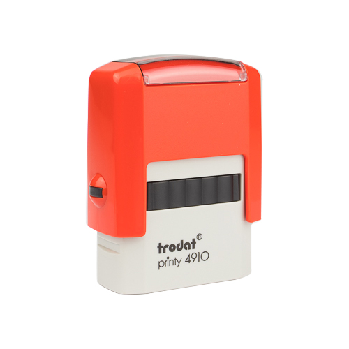 Carimbo Automatico Trodat Printy 4910 Vermelho Placa Texto Retangular 10x26mm