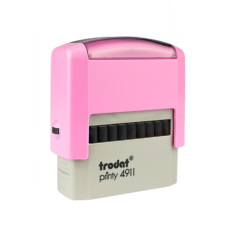 Carimbo Automatico Trodat Printy 4911 Rosa Bebe Pastel Placa Texto Retangular 14x38mm