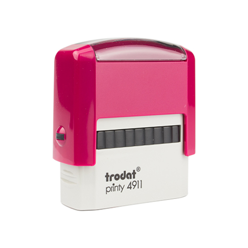 Carimbo Automatico Trodat Printy 4911 Pink Bonina Placa Texto Retangular 14x38mm