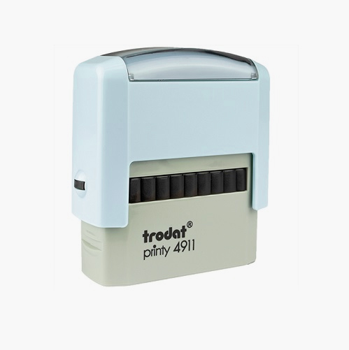 Carimbo Automatico Trodat Printy 4911 Azul Claro Pastel Placa Texto Retangular 14x38mm