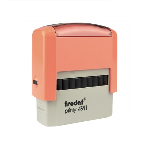 Carimbo Automatico Trodat Printy 4911 Coral Pastel Placa Texto Retangular 14x38mm