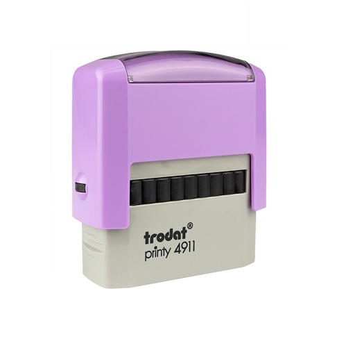 Carimbo Automatico Trodat Printy 4911 Lilas Violeta Pastel Placa Texto Retangular 14x38mm