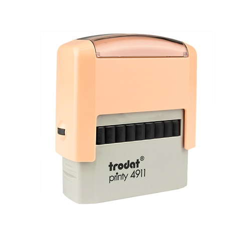 Carimbo Automatico Trodat Printy 4911  Pessego Creme Pastel Placa Texto Retangular 14x38mm