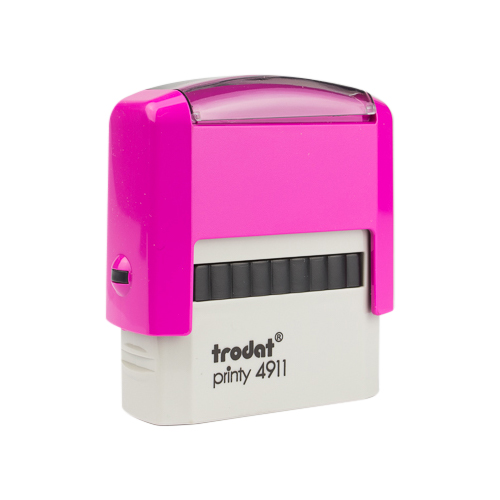 Carimbo Automatico Trodat Printy 4911 Rosa Placa Texto Retangular 14x38mm