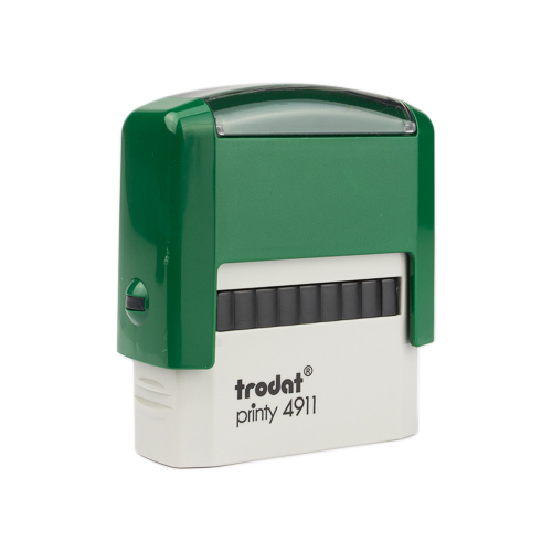 Carimbo Automatico Trodat Printy 4911 Verde Placa Texto Retangular 14x38mm