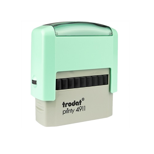 Carimbo Automatico Trodat Printy 4911 Verde Agua Pastel Placa Texto Retangular 14x38mm