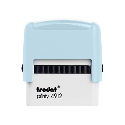 Carimbo Automatico Trodat Printy 4912 Azul Claro Pastel Placa Texto Retangular 18x47mm