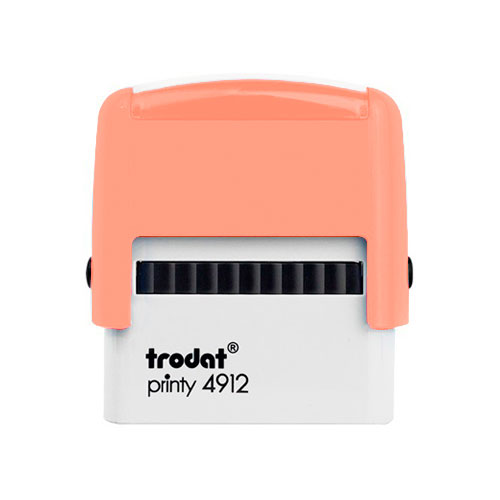Carimbo Automatico Trodat Printy 4912 Coral Pastel Placa Texto Retangular 18x47mm