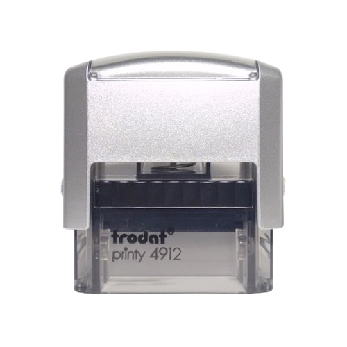 Carimbo Automatico Trodat Printy 4912 Prata com a Base Fumê Placa Texto Retangular 18x47mm