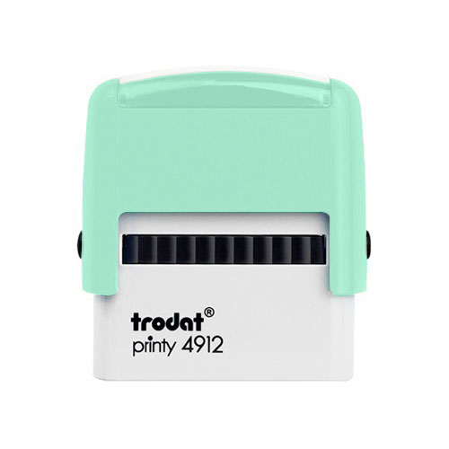 Carimbo Automatico Trodat Printy 4912 Verde Agua Pastel Placa Texto Retangular 18x47mm