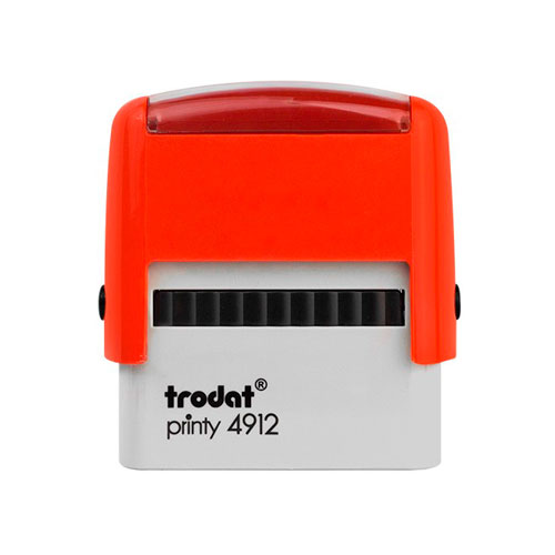 Carimbo Automatico Trodat Printy 4912 Vermelho Placa Texto Retangular 18x47mm