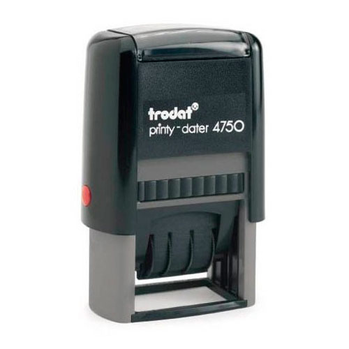 Carimbo Datador Automático Trodat Printy 4750 Preto Placa Texto Retangular 24x41mm
