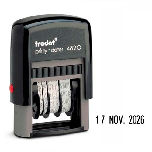 Carimbo Datador Automático Trodat Printy 4820 Preto Placa Texto 4mm