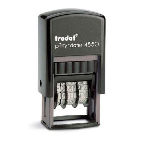 Carimbo Datador Automático Trodat Printy 4850 Preto Placa Texto Retangular 5x25mm