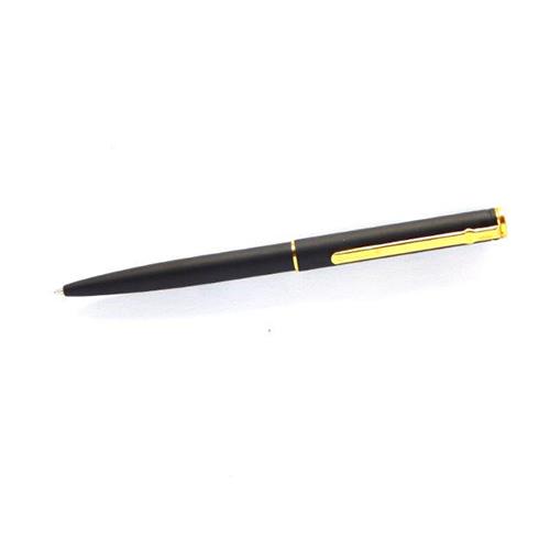 Caneta Carimbo Goldring de Aço com Laca Preta Placa Texto Retangular 7x35mm