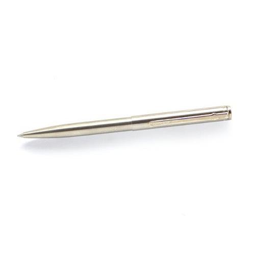 Caneta Carimbo Goldring de Aço Inoxidavel Polido Placa Texto Retangular 7x35mm
