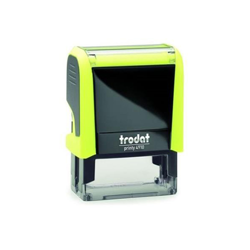 Carimbo Automatico Trodat Printy 4910 P4.0 Amarelo Fluorescente Placa Texto Retangular 10x26mm