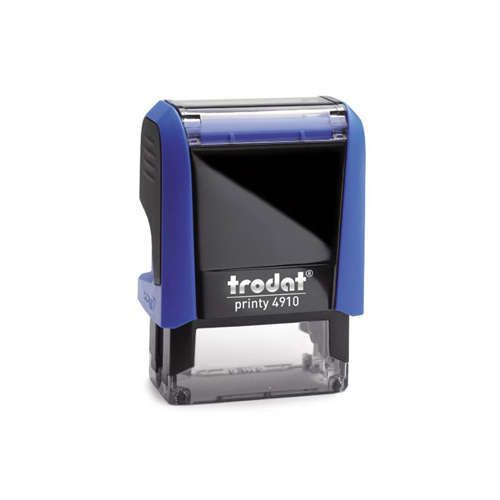 Carimbo Automatico Trodat Printy 4910 P4.0 Azul Placa Texto Retangular 10x26mm