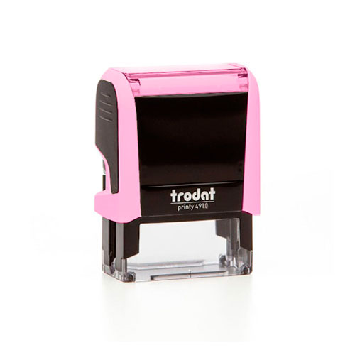 Carimbo Automatico Trodat Printy 4910 P4.0 Rosa Bebe Pastel Placa Texto Retangular 10x26mm