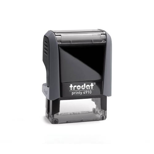 Carimbo Automatico Trodat Printy 4910 P4.0 Cinza Placa Texto Retangular 10x26mm