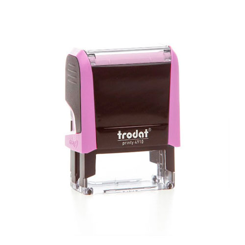 Carimbo Automatico Trodat Printy 4910 P4.0 Lilas Violeta Pastel Placa Texto Retangular 10x26mm