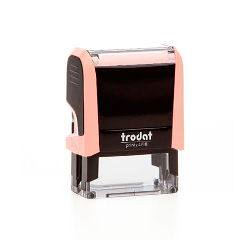 Carimbo Automatico Trodat Printy 4910 P4.0 Pessego Creme Pastel Placa Texto Retangular 10x26mm