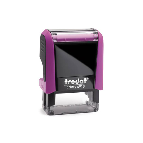 Carimbo Automatico Trodat Printy 4910 P4.0 Rosa Placa Texto Retangular 10x26mm