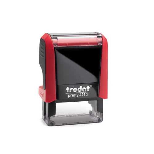 Carimbo Automatico Trodat Printy 4910 P4.0 Vermelho Placa Texto Retangular 10x26mm
