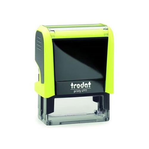 Carimbo Automatico Trodat Printy 4911 P4.0 Amarelo Fluorescente Placa Texto Retangular 14x38mm