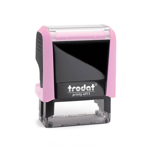 Carimbo Automatico Trodat Printy 4911 P4.0 Rosa Bebe Pastel Placa Texto Retangular 14x38mm