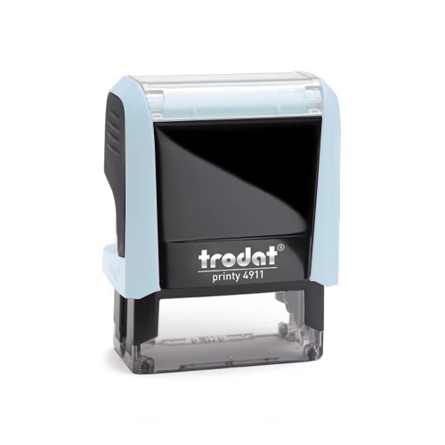 Carimbo Automatico Trodat Printy 4911 P4.0 Azul Claro Pastel Placa Texto Retangular 14x38mm