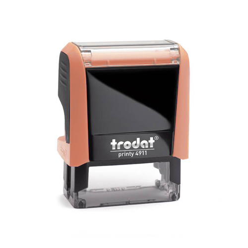 Carimbo Automatico Trodat Printy 4911 P4.0 Coral Pastel Placa Texto Retangular 14x38mm