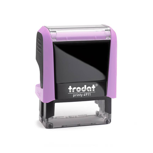 Carimbo Automatico Trodat Printy 4911 P4.0 Lilas Violeta Pastel Placa Texto Retangular 14x38mm