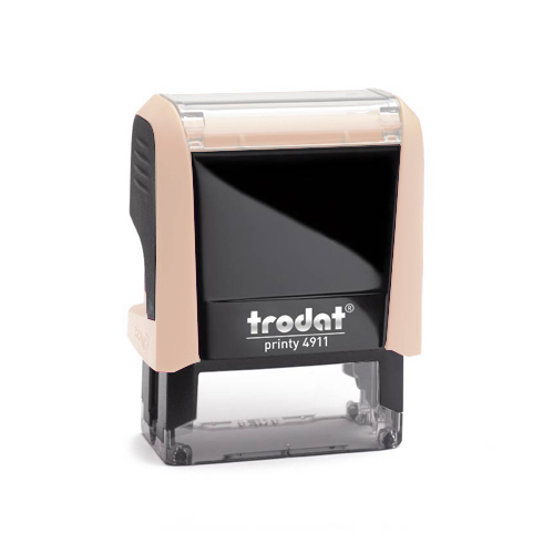 Carimbo Automatico Trodat Printy 4911 P4.0 Pessego Creme Pastel Placa Texto Retangular 14x38mm