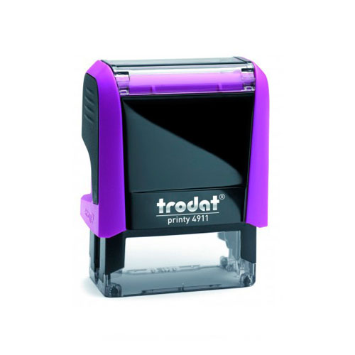 Carimbo Automatico Trodat Printy 4911 P4.0 Violeta Placa Texto Retangular 14x38mm
