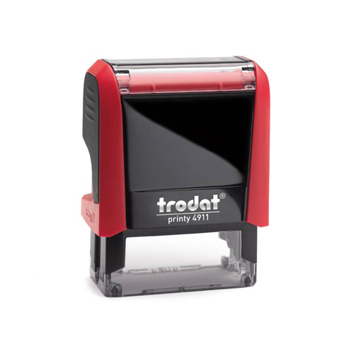 Carimbo Automatico Trodat Printy 4911 P4.0 Vermelho Placa Texto Retangular 14x38mm