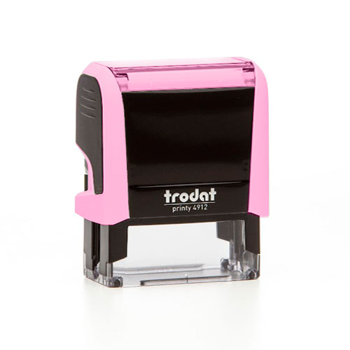Carimbo Automatico Trodat Printy 4912 P4.0 Rosa Bebe Pastel Placa Texto Retangular 18x47mm