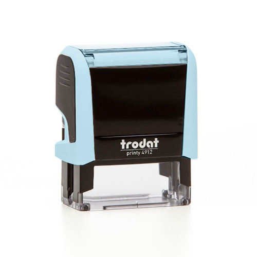 Carimbo Automatico Trodat Printy 4912 P4.0  Azul Claro Pastel Texto Retangular 18x47mm