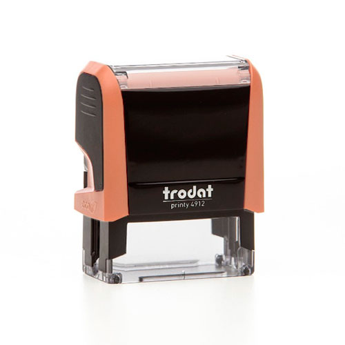 Carimbo Automatico Trodat Printy 4912 P4.0 Coral Pastel Texto Retangular 18x47mm