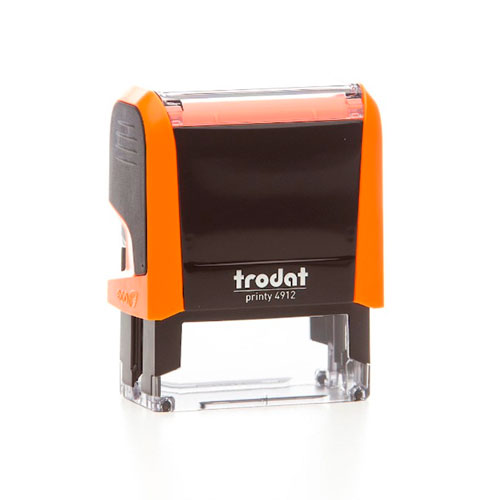 Carimbo Automatico Trodat Printy 4912 P4.0 Laranja Texto Retangular 18x47mm