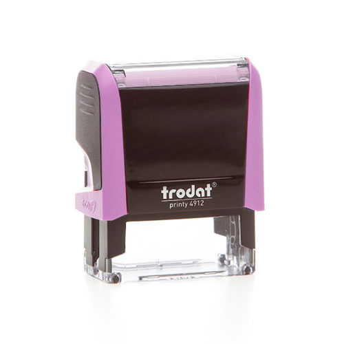 Carimbo Automatico Trodat Printy 4912 P4.0 Lilas Violeta Pastel Texto Retangular 18x47mm