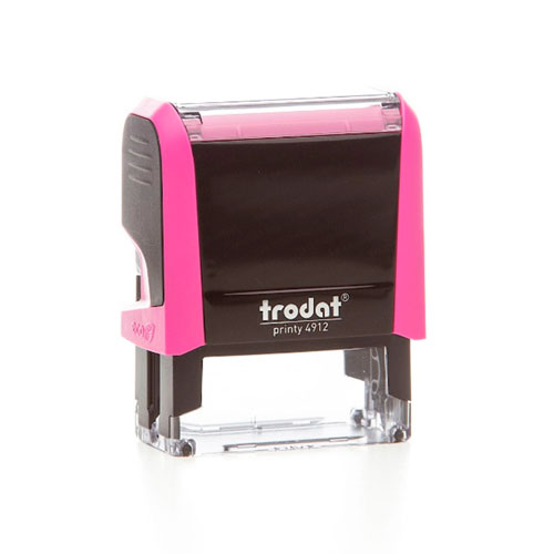 Carimbo Automatico Trodat Printy 4912 P4.0 Pink Neon Texto Retangular 18x47mm