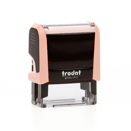 Carimbo Automatico Trodat Printy 4912 P4.0 Pessego Creme Pastel Texto Retangular 18x47mm