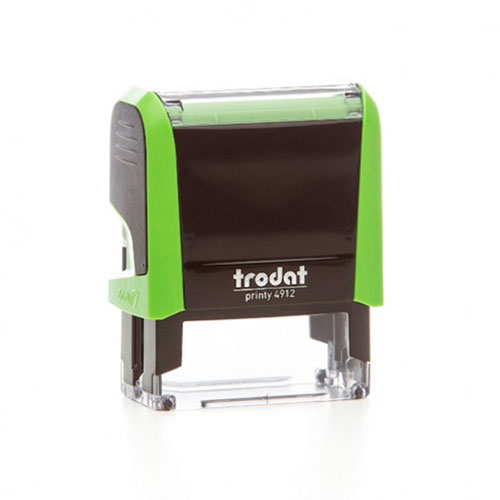 Carimbo Automatico Trodat Printy 4912 P4.0 Verde Placa Texto Retangular 18x47mm